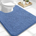OLANLY Toilet Rugs U-Shaped 24x20, Extra Soft Absorbent Chenille Contour Bathroom Rugs for Toilet, Dry Quickly, Machine Washable, Non-Slip Bath Mat, Cornflower Blue
