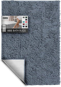 Hearth & Harbor Bathroom Rugs, Chenille Bath Mat - Machine Washable Bath Mats for Bathroom Non-Slip Backing Rubber, Quick Dry Bathroom Mat, 24 x 36 - Stone Blue