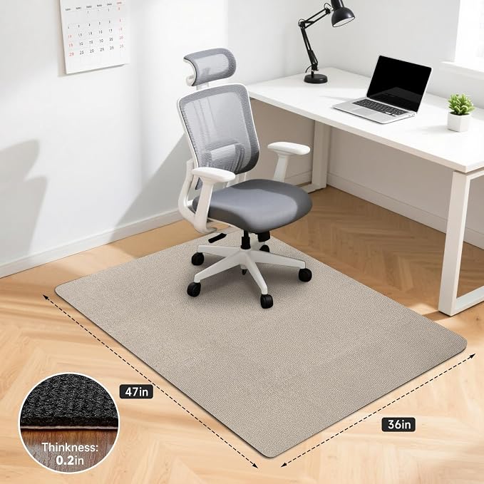 Desk Chair Mat for Hardwood Floor, 36" x 47" Heavy Duty Office Floor Mat for Rolling Chairs, Anti Slip, Computer Chair Desk Mats for Gaming & Home (Light Camel)
