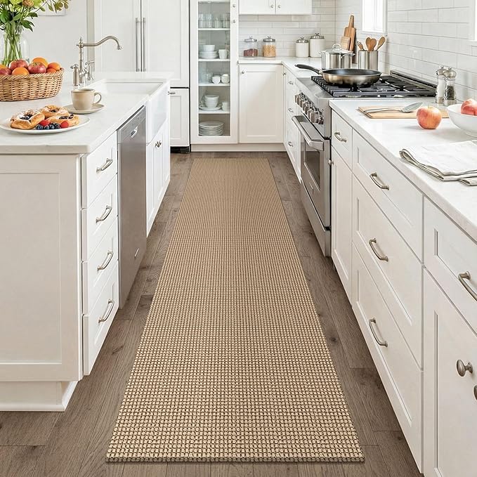 KOZYFLY Boho Runners for Hallways 2x8 ft Washable Kitchen Runner Non Slip Rubber Backed Hall Runners Cotton Entryway Runner Rugs for Indoor Backdoor Bedroom Kitchen, Orange Beige/Tan/Brown