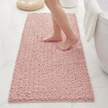 Bathroom Rugs Non Slip Washable 44x24, Extra Thick Soft Chenille Absorbent Bath Mat, High Density Barrier Non Slip Backing, Quick Dry Plush Shaggy Floor Carpet for Tub&Shower, Pink