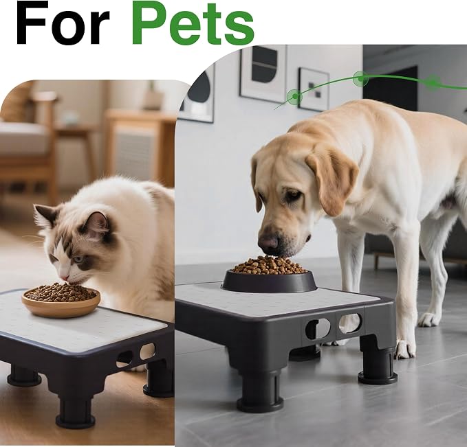 COOL-ANGLE Adjustable Step Stool for High Beds & SUV - Non-Slip Mobility Platform for Seniors, 650lbs Capacity, 3 Heights (3.4"-5.4"), Wide Safety Base for Car & Bath, 16.5"x12.6", Black