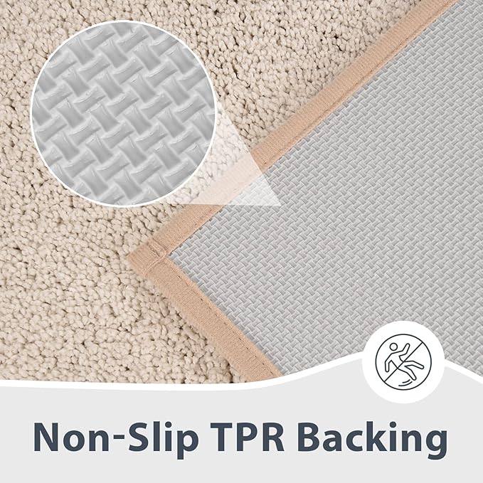 anllugs Bathroom Rugs U-Shaped 20" x 24", Non-Slip Extra Soft Absorbent Bath Rugs, Machine Washable Quick Dry Bath Mats for Toilet Base, Beige & Grayish Brown