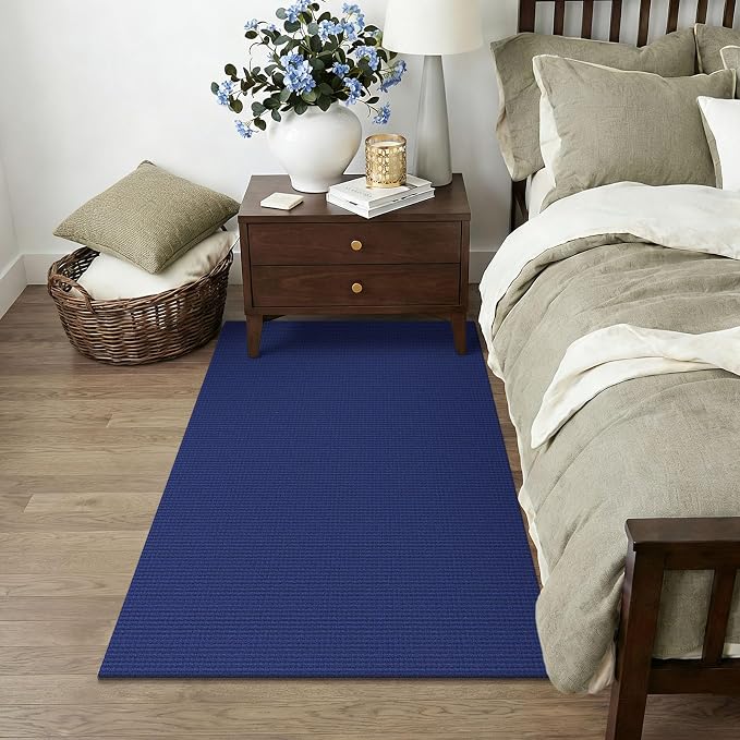 KOZYFLY Washable 3x5 Entry Woven Area Rug, Braided Throw Rugs for Entryway, Non Slip Door Mat Indoor Entrance, Front Porch Carpet for Foyer, Kitchen, Bedroom, Living Room, Royal Blue/Navy