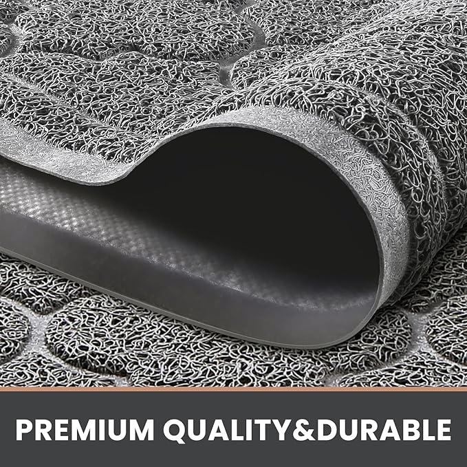 LuxStep Door Mat Large Indoor Outdoor Doormat, Non-Slip Low-Profile Design Front Door Welcome Mat for Entryway,Patio,Garage,High Traffic Areas,(Light Grey, 17"x30")