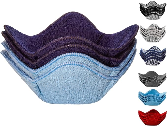 Sheff Microwave Bowl Cozy Holders Set of 4 - Durable and Reliable for Hot and Cold Plates and Dishes - Ideal Household Gift (2 Navy & 2 Blue)