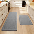 Kitchen Mats for Floor, 17''x30''+17''x47''Kitchen Rugs Set of 2, Washable Non Slip Absorbent Kitchen Mat, Braided Kitchen Runner Rug, Kitchen Sink Rug, Grey