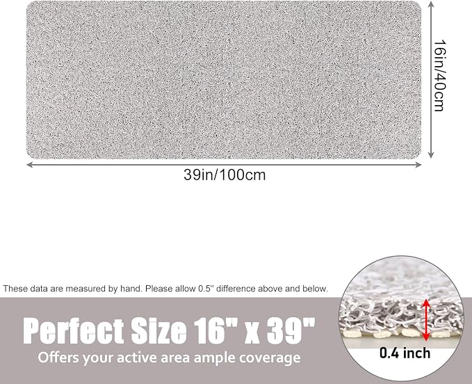 Bathtub Mat Shower Mat Non-Slip - 16x39 Inch Soft Comfort Bath Mat with Drainage Holes, PVC Loofah Massage Bathmat for Shower, Tub, Bathroom, Wet Areas, Quick Drying