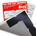 Rug Non Slip Grippers, Reusable Rug Tape Pads for Hardwood Floors, Laminate Floor, Tiles, No Residue on Flooring, Strong Adhesive Carpet Tape for Area Rugs, Keep Corners Flat (4)