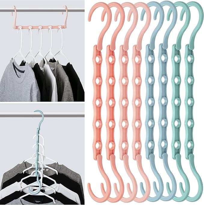 Mr. Pen- Space Saving Hangers, 8 pcs, 360° Rotating Hooks, Magic Cascading Hanger Organizer with 5 Enclosed Slots, Closet Organizers and Storage for Clothes, College Dorm Room Essentials
