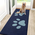 Smiry Dog Door Mat for Muddy Paws, Absorbs Moisture and Dirt, Low-Profile Entryway Mat with Non-Slip Backing, Entry Indoor Outdoor Doormat for Inside Floor (59x24 Inches, Dark Blue, Paw)