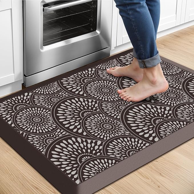 Mattitude 4/5 Inch Kitchen Mat, 20x32in Heavy Duty Ergonomic Comfort Foam Standing Desk Mat, Waterproof Non-Slip Standing Mats and Rugs for Kitchen, Office, Chocolate