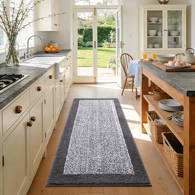 Bathroom Rugs 40x24 Non Slip Washable, Grey Bath Mat for Bathroom Floor Tub, Soft Absorbent Quick Dry Mats for Shower, Bathtub,Home Decor