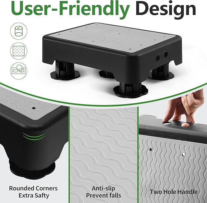 COOL-ANGLE Adjustable Step Stool for Adults & Seniors, 650LBS Heavy Duty Bed Step for High Beds, Non-Slip Wide Safety Platform, Portable Foot Stool Assist for Kitchen, Car SUV, Bathtub & Bedside, Grey