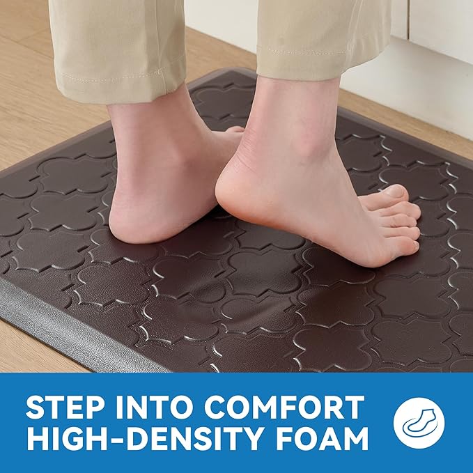 Kitchen Mat Cushioned Anti Fatigue for Floor, Non-Slip Waterproof Comfort Rug for Kitchen Sink, Standing Desk & Laundry, 20"x60", Chocolate