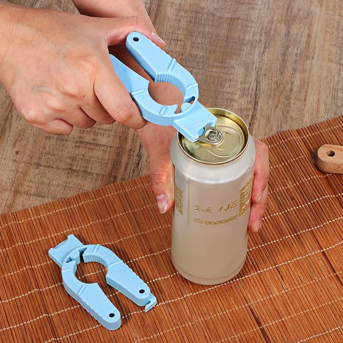 Ymapinc 3pcs Multi Function Bottle Openers, Plastic Bottle Opener, Water Bottle Openers for Seniors, Jar Opener, Bottle Cap Opener, Blue, Easy Grip for Arthritic Hands, Elderly, Weak Hands