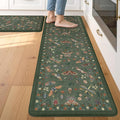 LEEVAN Anti Fatigue Mats for Kitchen Floor Non-Slip, Cushioned Kitchen Mats for Floor 17.3''x29''+17.3''x59'', Green Memory Foam Kitchen Mat Set