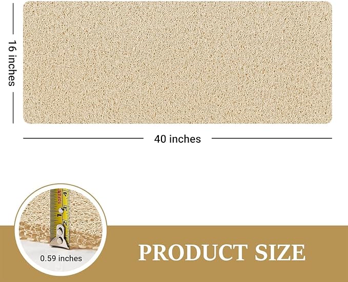 LuxStep Shower Mat Bathtub Mat,40x16 inch, Non-Slip Bath Mat with Drain, Quick Drying PVC Loofah Bathmat for Tub,Shower,Bathroom,Khaki