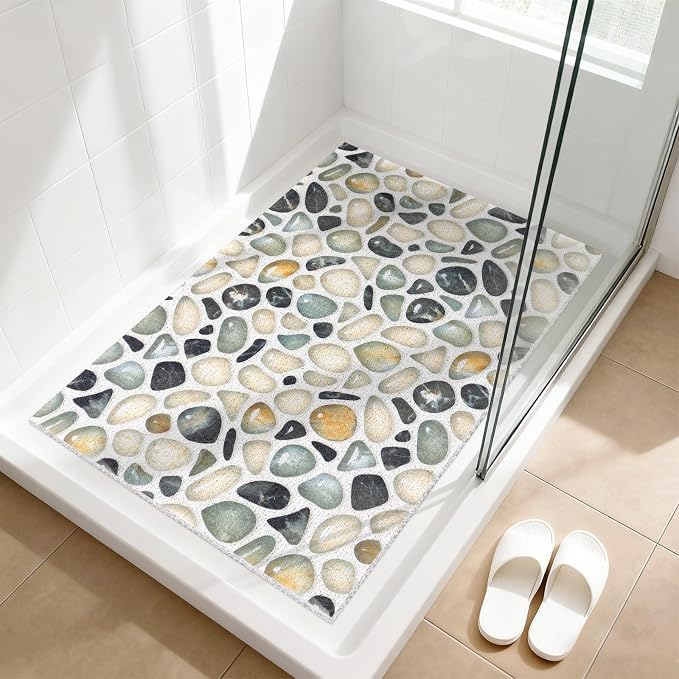 Shower Mat Non Slip - Quick Drying Anti Slip Shower Mats for Inside Shower, Soft PVC Loofah Foot Scrubber Mat, Extra Large Bath Mat for Shower, Tub, Bathroom, Floor, Kitchen, Home, Pool, Hotel