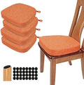 BUYUE Thickened 2.5" Dining Chair Cushions Set of 4, U-Shape High Density Foam Comfortable Chair Pads for Kitchen, Slip Resistant Indoor Seat Cushions (4 PCS, Orange)
