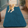 Smiry Dog Door Mat for Muddy Paws 48x30, Absorbent Dirt Trapper, Non-Slip Washable Chenille Entryway Rug for Inside Floor, Atlantic Blue, Classic Solid