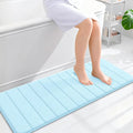OLANLY Memory Foam Long Bathroom Rugs Runner 47x17, Super Soft Absorbent Bath Mat, Quick Dry, Machine Washable Shower Floor Rugs, Bathmat Carpet, Bathroom Home Decor Accessories, Sky Blue