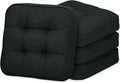 GOFORIT Chair Cushions Set of 4,Tufted Shredded Memory Foam Chair Pads, Non-Slip Seat Cushions with Removable Cover, 16'' x 16'', 4 Pack,Black