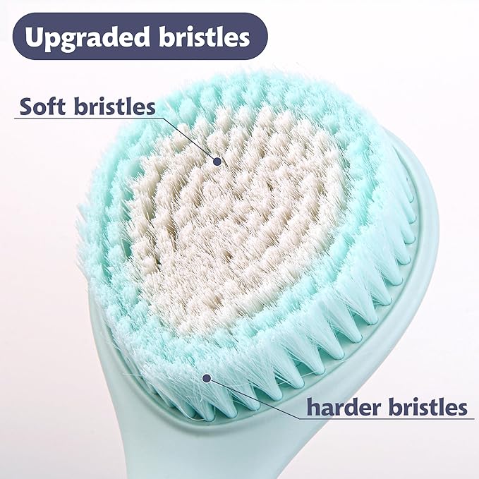 BEDELITE Back Scrubber for Shower, Soft Bath Brush Long Handle for Men & Women(16.4 Inches), Anti Slip Body Scrubber Exfoliator for Cleaning(Blue)