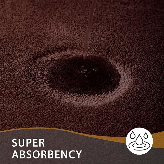 MINIDEAR Toilet Rugs 24x20 - U Shaped Dark Brown Thick Memory Foam Contour Rugs,Ultra Soft & Plush Fluffy, Non-Slip, Quick Dry, Absorbent Washable Floor Microfiber Mat for Home Decor Accessories