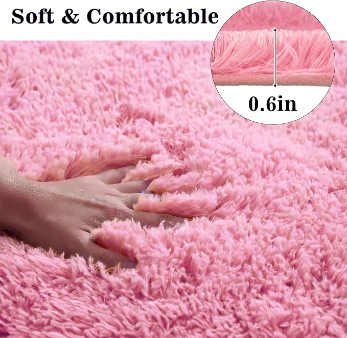 Pink Bathroom Rugs Sets 3Piece Bath Mat Solid Bath Rug Floor Mats Washable Shower Rug with U-Shaped Contour Rug Toilet Lid Cover