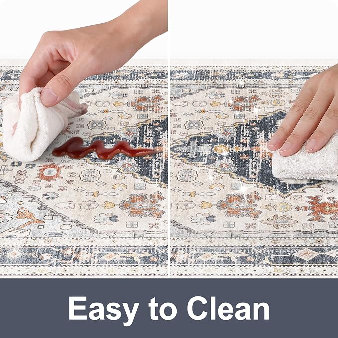 Collive Farmhouse Anti Fatigue Kitchen Mat, Cushioned Kitchen Rug Sets of 2 Waterproof Non Slip Kitchen Floor Mats Ergonomic Comfort Standing Mat for Laundry, Office, Sink, Desk, Blue/Multi