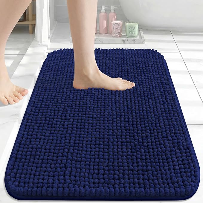 Arotive Bathroom Rugs 24" x 16", Ultra Soft Absorbent Chenille Bath Rugs, Non-Slip Rubber Backing, Machine Washable Bath Mats for Bathroom Floor, Tub and Shower, Home Decor Accessories, Navy