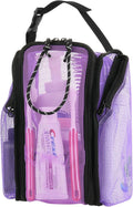 Cosmos Mesh Shower Caddy Toiletry Organizer Hanging Shower Tote Bag, Quick Dry Shower Organizer Portable Bath Bag with Durable Zippers & Side Pockets for Travel Gym Swimming Beach & Camp (Purple)