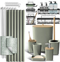 Clara Clark Bathroom Accessories Set - 27PC Bathroom Set with Adhesive Corner Shower Caddy Hanging, Bathroom Sets with Shower Curtain and Rugs, Ombre Sage Green Shower Curtain Set with Trash Can
