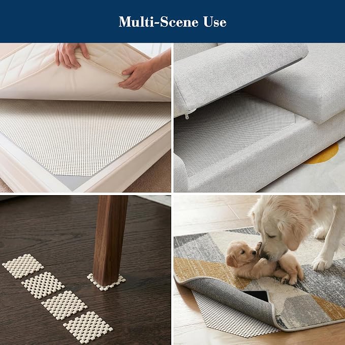 Veken Rug Gripper Pad for Hardwood Floors Tile Floors with 8 Pcs Rug Tape, Thick Cushion Non Slip Rug Pads for Area Rugs, Under Carpet Anti Skid Mat, Keep Your Rugs Safe and in Place, 2x3 Ft
