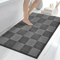 anllugs Bathroom Rugs 30" x 46", Non-Slip Extra Soft Absorbent Bath Rugs, Machine Washable Quick Dry Bath Mats for Bathroom Floor, Shower, Bathtub and Sink, Checkered Grey & Dark Grey
