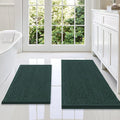 Smiry Bathroom Rugs Sets 2 Piece, Soft Absorbent Chenille Machine Washable Non Slip Shaggy Bath Rug Set for Tub, Shower, and Floor (36x24+30x20, Green)