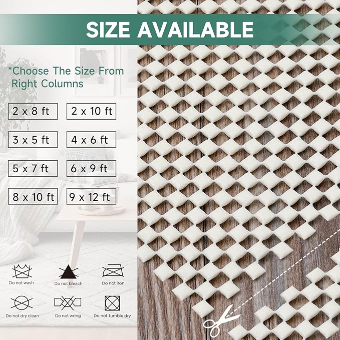 BALEINE Non Slip Rug Pad Rug Gripper for Hardwood Floors, Extra Thick Non Slip Mat Under Carpet (5'x7')