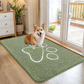 OLANLY Dog Door Mat for Muddy Paws 45x27, Paw Print Design, Absorbs Moisture and Dirt, Non-Slip Washable Doormat, Quick Dry Chenille Mud Mat for Dogs, Entry Indoor Entryway Carpet, Sage Green