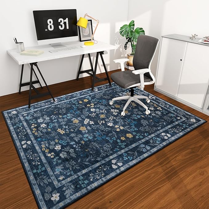 chakme Office Chair Mat for Hardwood Floor, 72"x48" Easy Glide Computer Desk Mat Protector for Rolling Chair Under Desk Rug Nonslip Backing, Machine Wash, (Floral)