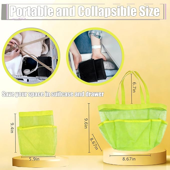 Attmu Mesh Shower Caddy Portable, Quick Dry Hanging Shower Tote Bag for College Dorm Room Essentials, Large Capacity Caddy Dorm for Bathroom Gym Swimming