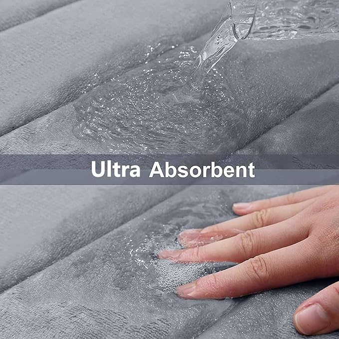 Buganda Memory Foam Bath Mat, 59" x 20", Ultra Soft and Non-Slip Bathroom Rugs, Water Absorbent and Machine Washable Bath Rug Runner for Bathroom, Shower, and Tub, Medium Grey