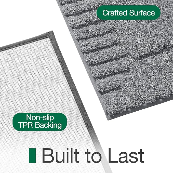 LUMI Bathroom Rugs Non Slip with Rubber Backing, Extra Soft Plush Microfiber Bath Rug Absorbent, Machine Washable Bath Mat Quick Dry for Tub, Shower, Hotel, Dark Grey, 24"x60"