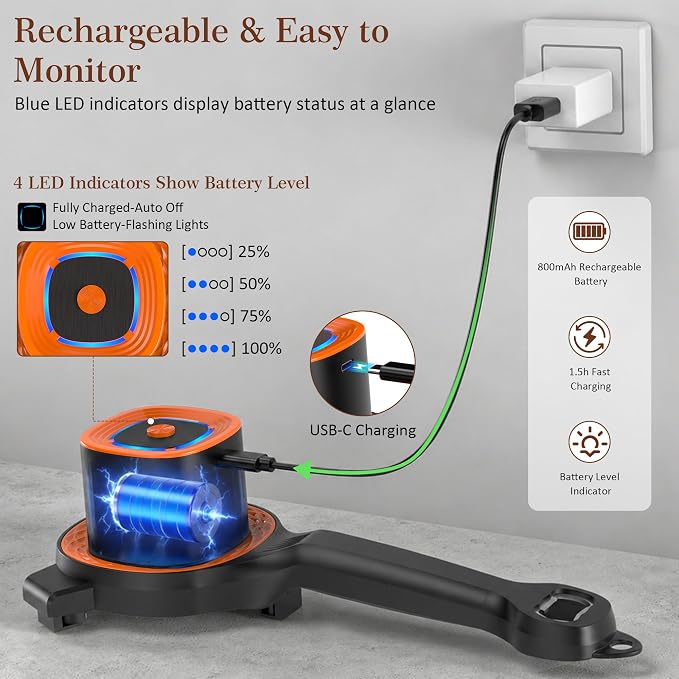 Electric Jar Opener for Seniors with Auto-Adjusting Gripper, Rechargeable Jar & Bottle Openers for Weak Hands & Arthritis, Easy Twist Off Lid Opener with Rubber Gripper Pad, Fits 1"-3.5" Lids(Orange)