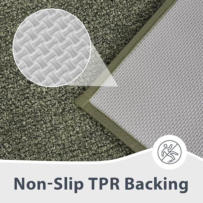 anllugs Bathroom Rugs 30" x 60", Non-Slip Extra Soft Absorbent Bath Rugs, Machine Washable Quick Dry Bath Mats for Bathroom Floor, Shower, Bathtub and Sink, Olive Green & Green