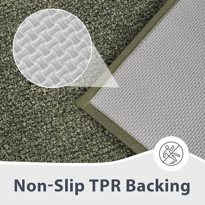anllugs Bathroom Rugs 24" x 60", Non-Slip Extra Soft Absorbent Bath Rugs, Machine Washable Quick Dry Bath Mats for Bathroom Floor, Shower, Bathtub and Sink, Olive Green & Green