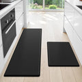 StepLively Kitchen Mat, 2 PCS Kitchen Rugs, Cushioned Kitchen Mats for Floor, Anti Fatigue Kitchen Rug Set, Non-Skid Standing Mat for Kitchen, Office, Sink, 17.3"×30"+17.3"×47", Black
