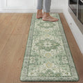 GENIMO Kitchen Mats for Floor, Washable Anti Fatigue Mat for Cushioned, 17.3"x59", Waterproof Kitchen Rugs, Non Slip Foam Comfort Standing Mat Rug for Home, Runner, Sink, Laundry, Light Green