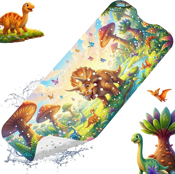 XIYUNTE Baby Bath Mat for Tub Non Slip Kids, BPA Free Extra Long Bathtub Mat 40x16 with Drain Holes and 200 Suction Cups, Non Toxic Machine Washable Toddler Bath Mat, Eco-Friendly Certified