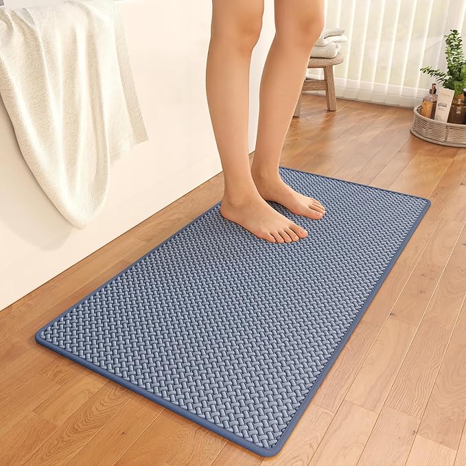 YDKGL Bathroom Rugs Non Slip, Extra Soft Absorbent Quick Dry Bath Mats, Foam Weave Texture Thin Bath Rugs Washable with Rubber Backing, 24" x 48“